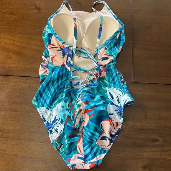 High Neck High Coverage One Piece Swimsuit Floral - Picture 5 of 9